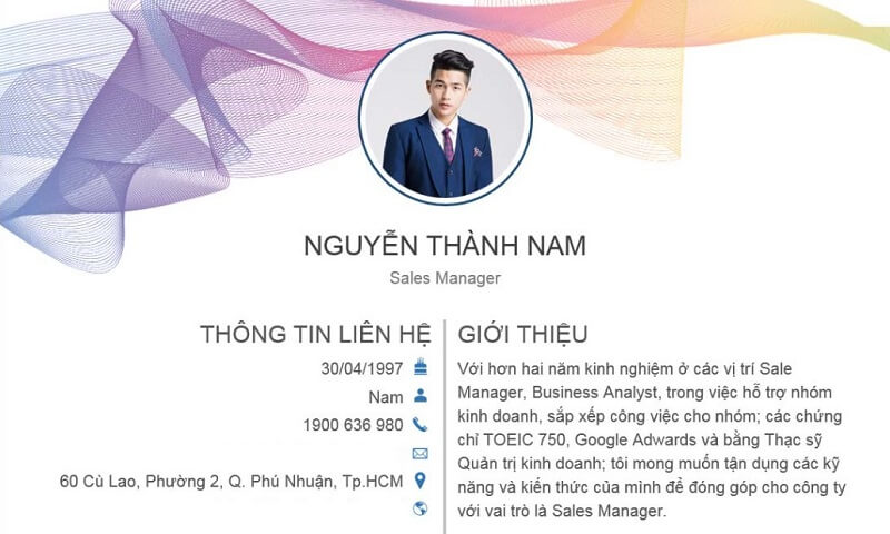 Trình bày thông tin cá nhân trong CV đơn giản