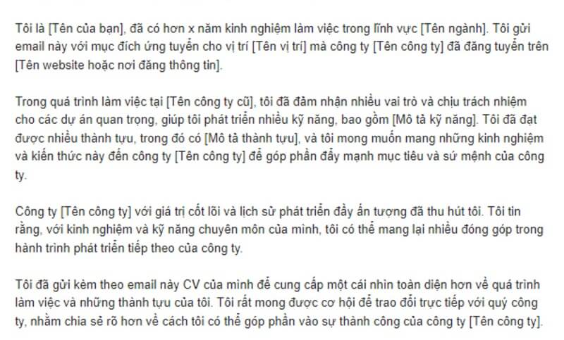 Nội dung chính của email